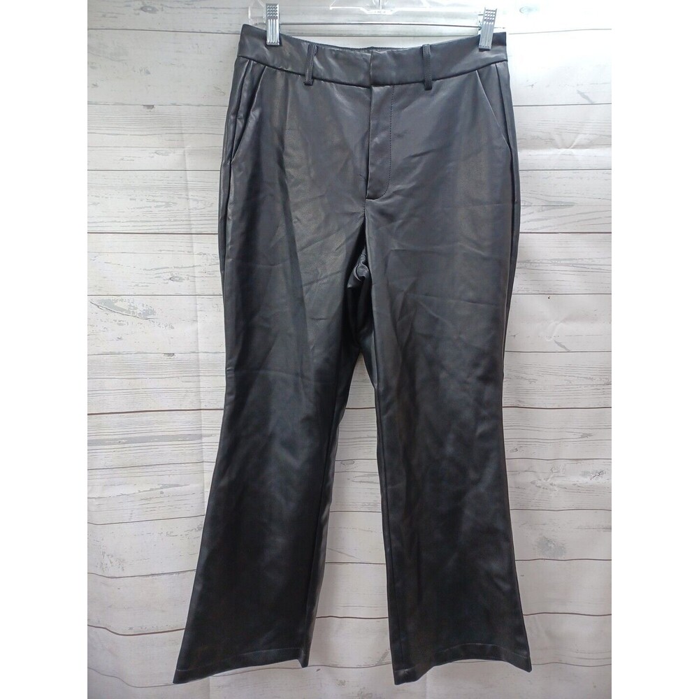 Bagatelle Pants Womens Black Straight Leg Faux Leather Pull On Collection Small